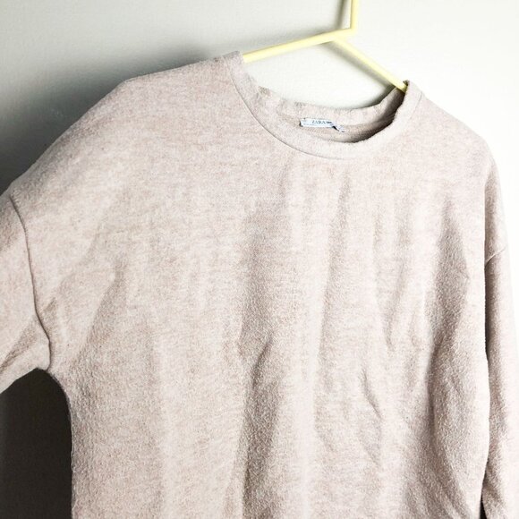 Zara Tan Crewneck Boxy Fit Sweater Small - Picture 3 of 8